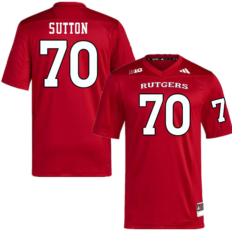 Men #70 Reggie Sutton Rutgers Scarlet Knights 2024 College Football Jerseys Stitched-Scarlet